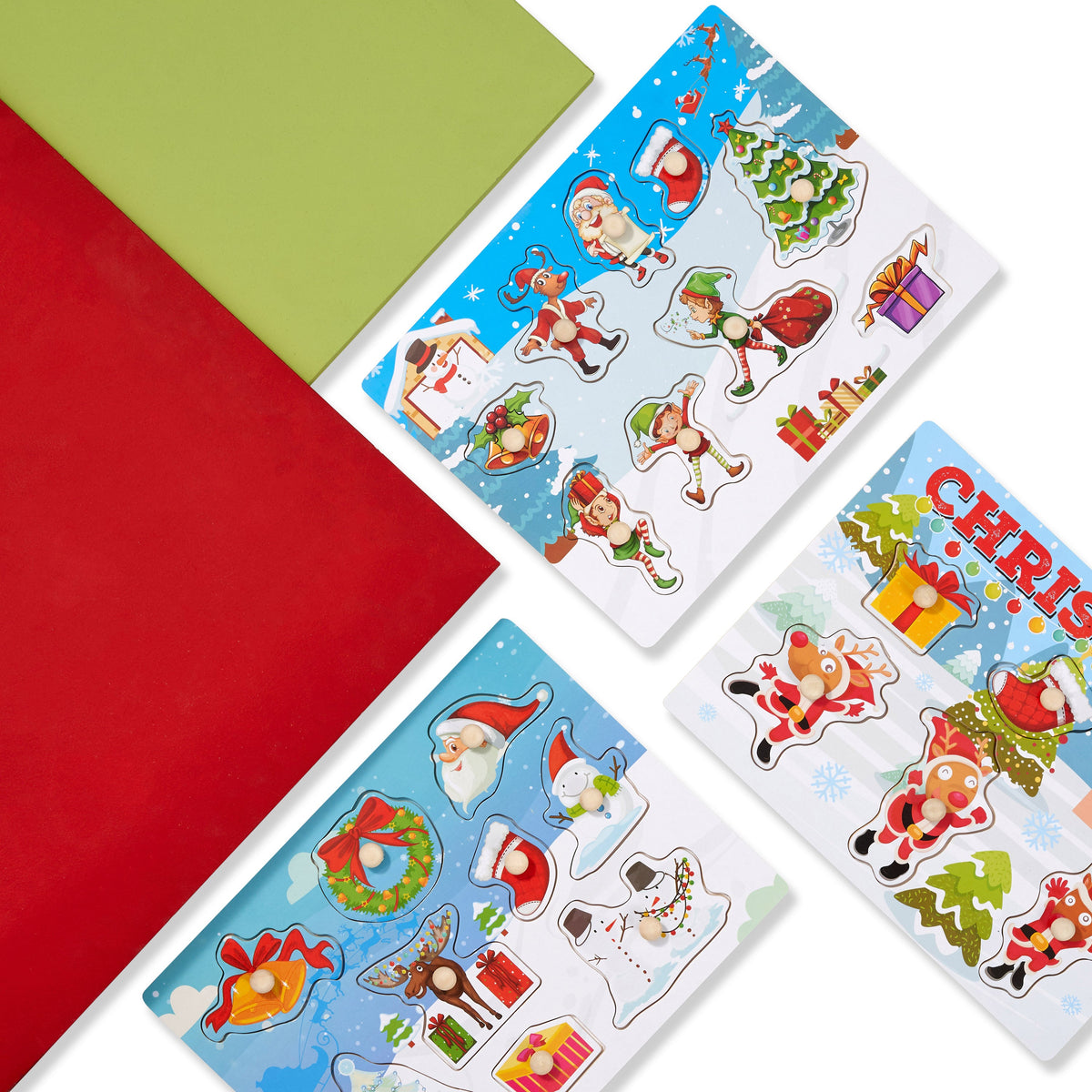Christmas Wooden Peg Puzzles Set