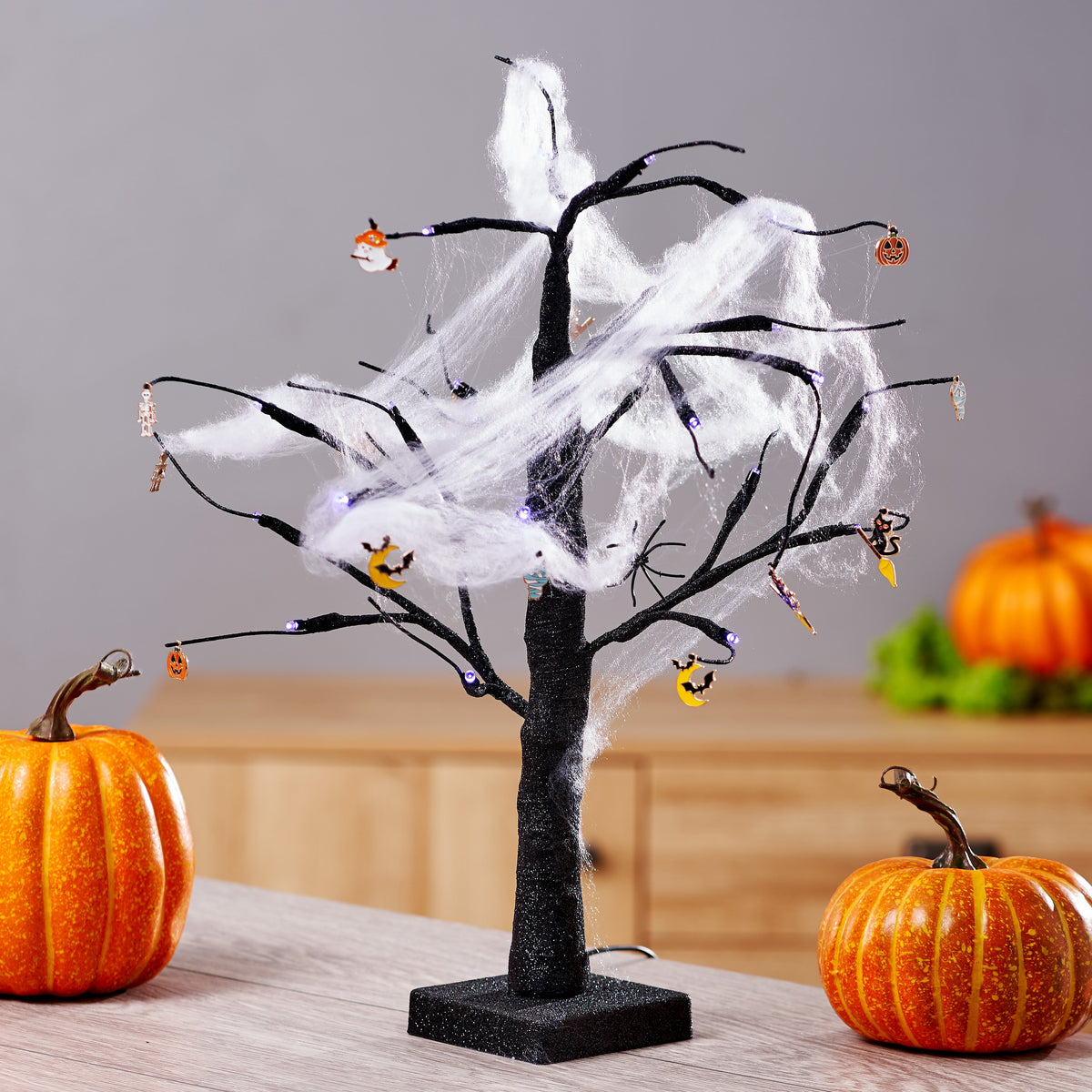 Spooky LED Halloween Tree Decoration Including Cobwebs