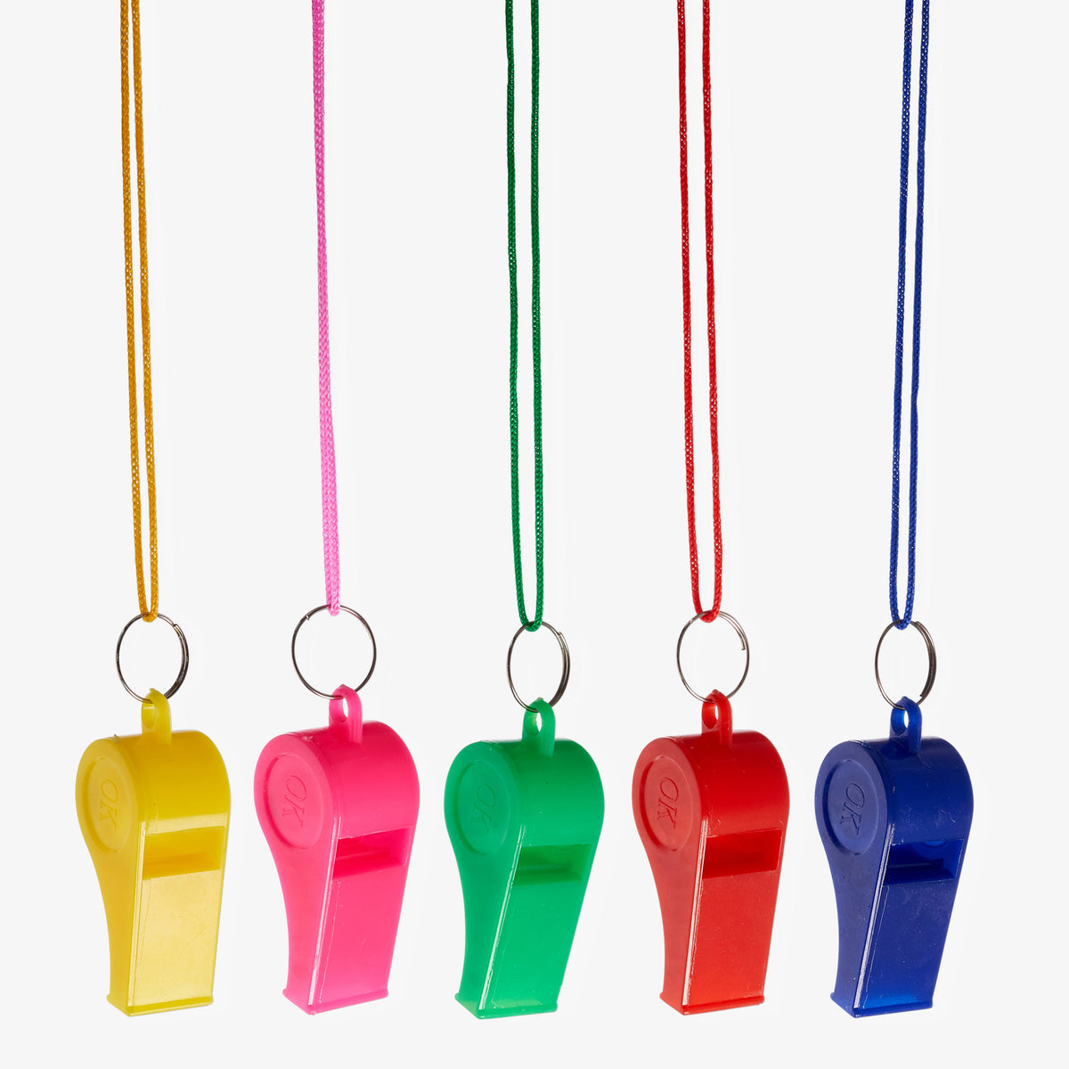 Sports Whistles with Lanyards – Colourful