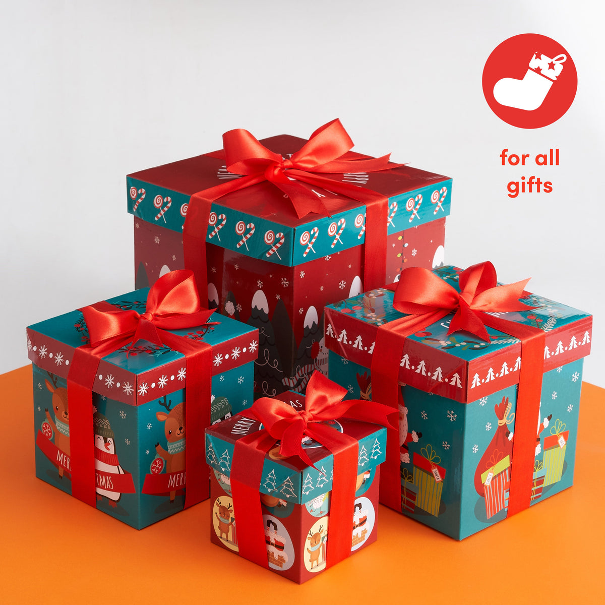 Christmas Cardboard Gift Boxes Including Ribbons