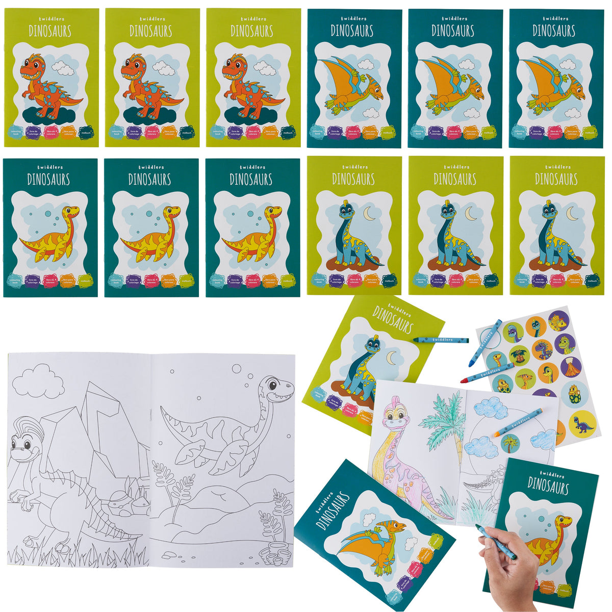 Dinosaur Colouring Books Including Crayons & Stickers