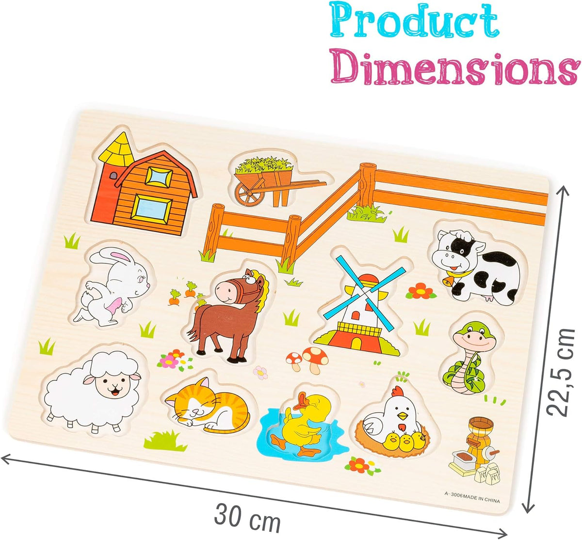 Early Learning Wooden Peg Wildlife Puzzles Set