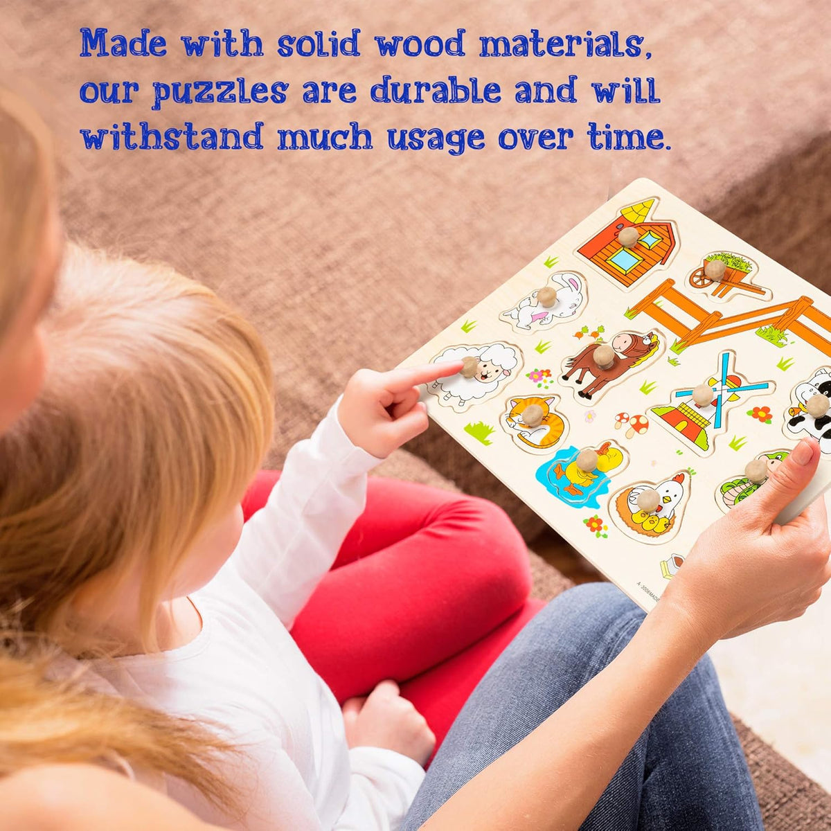 Early Learning Wooden Peg Wildlife Puzzles Set