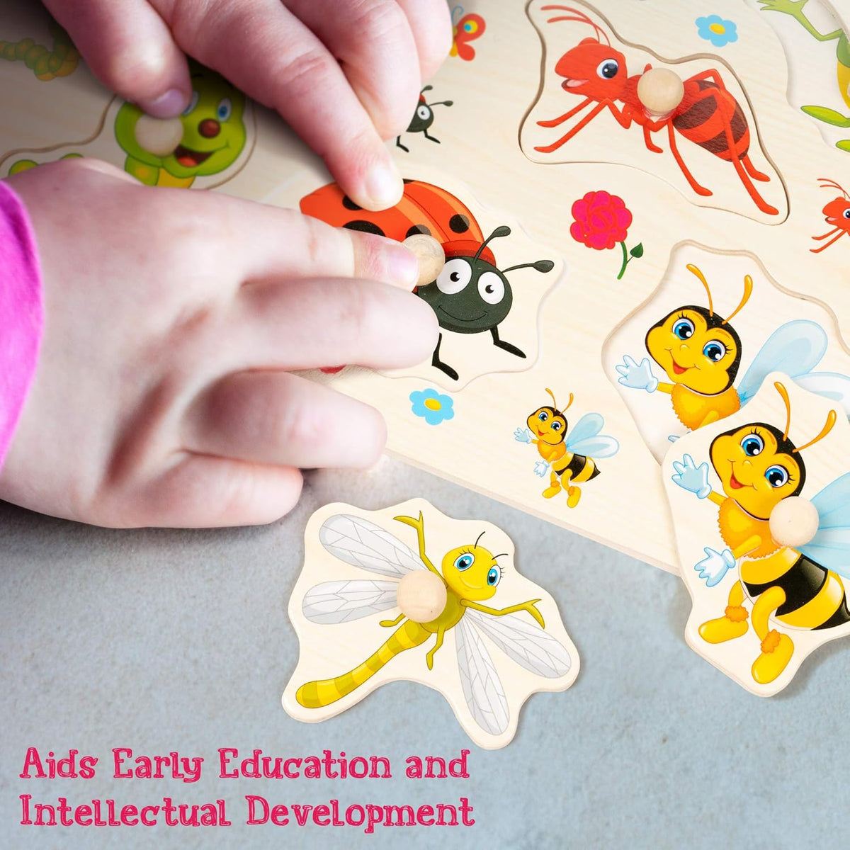 Early Learning Wooden Peg Wildlife Puzzles Set