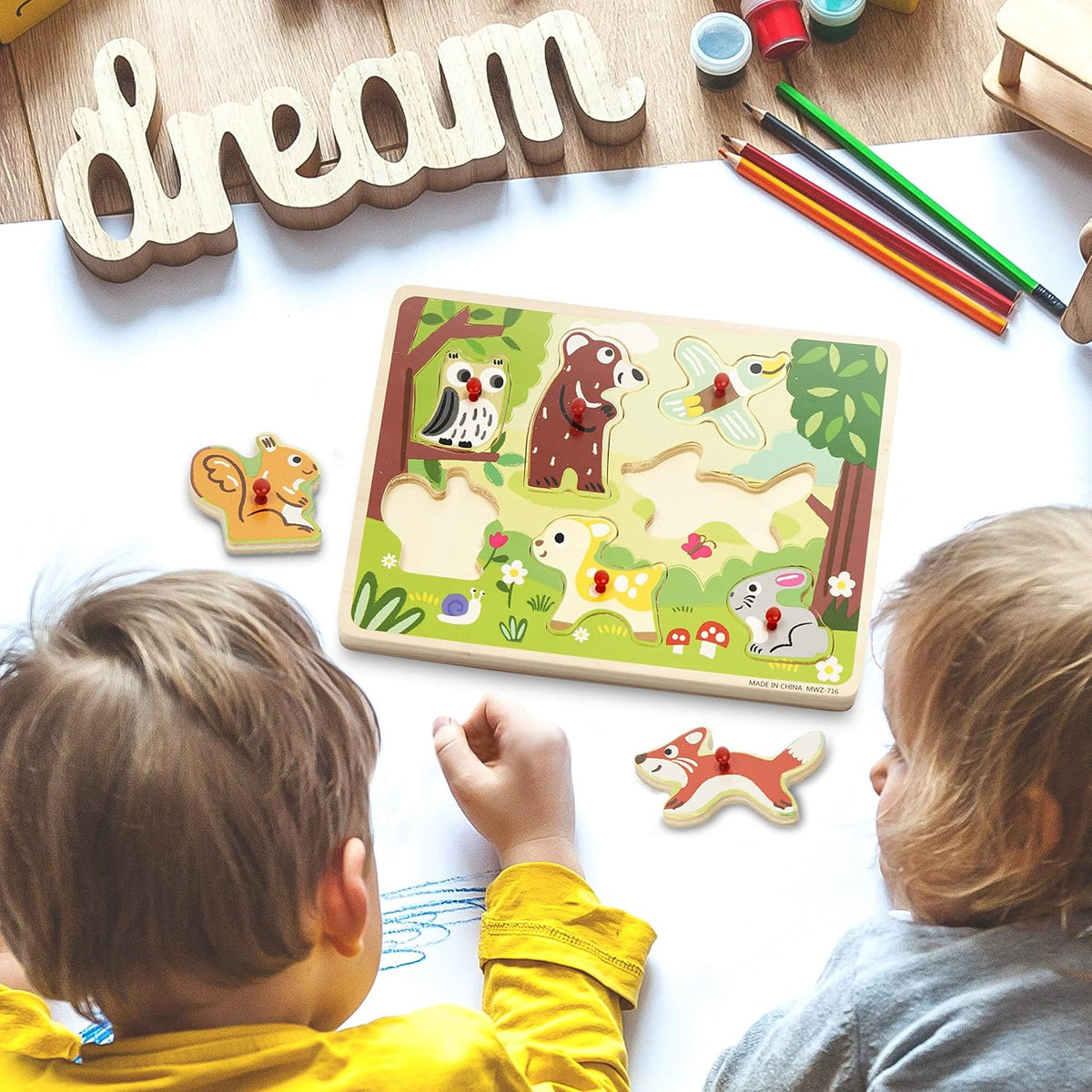 Wooden Jigsaw Peg Puzzles 30cm Set