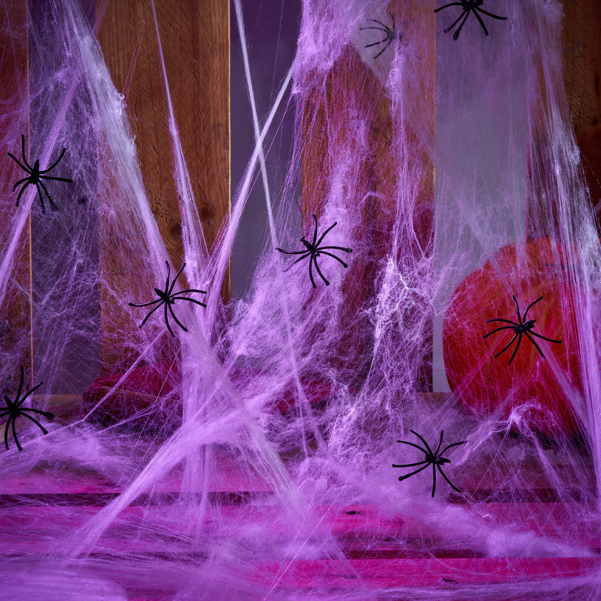 Stretchable Cob Web & 40 Fake Spiders – Extra Large