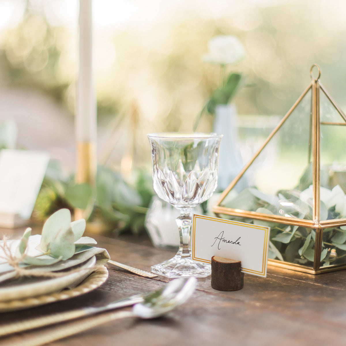 Rustic Pine Wood Table Place Holders Collection