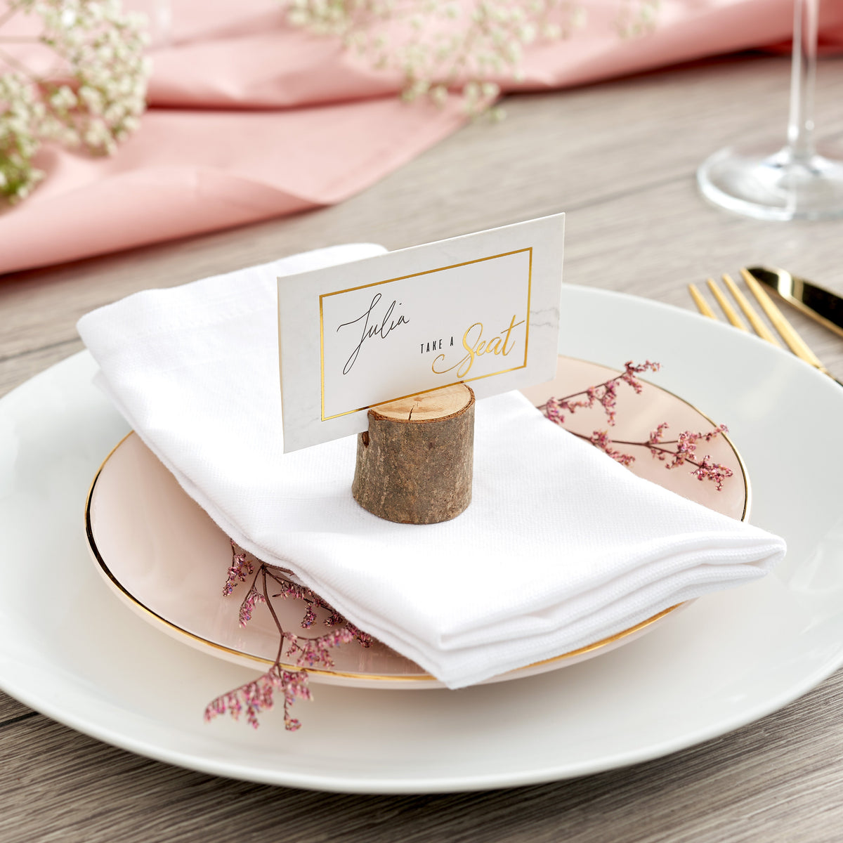 Rustic Pine Wood Table Place Holders Collection