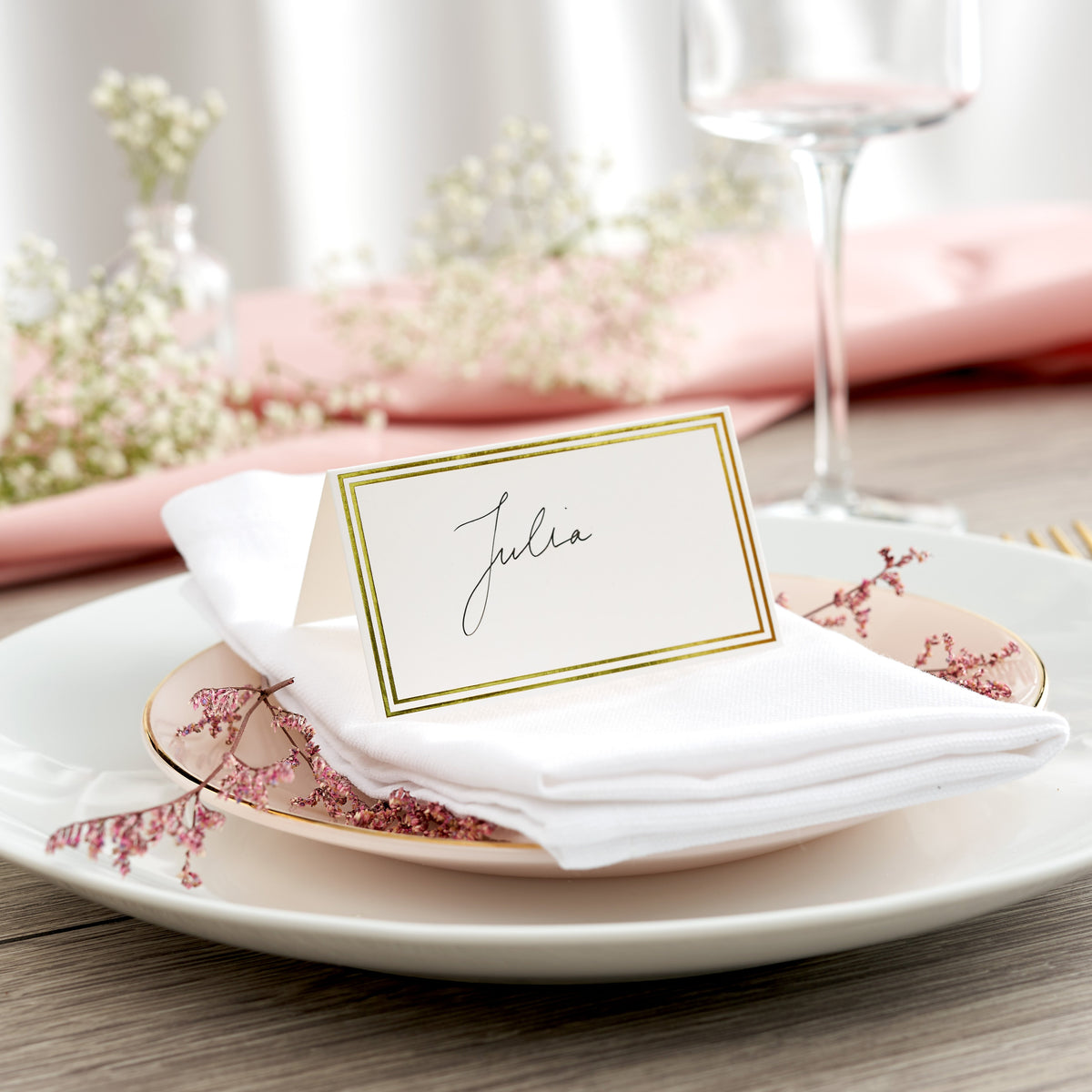 Wedding Place Name Cards Including Gold Border