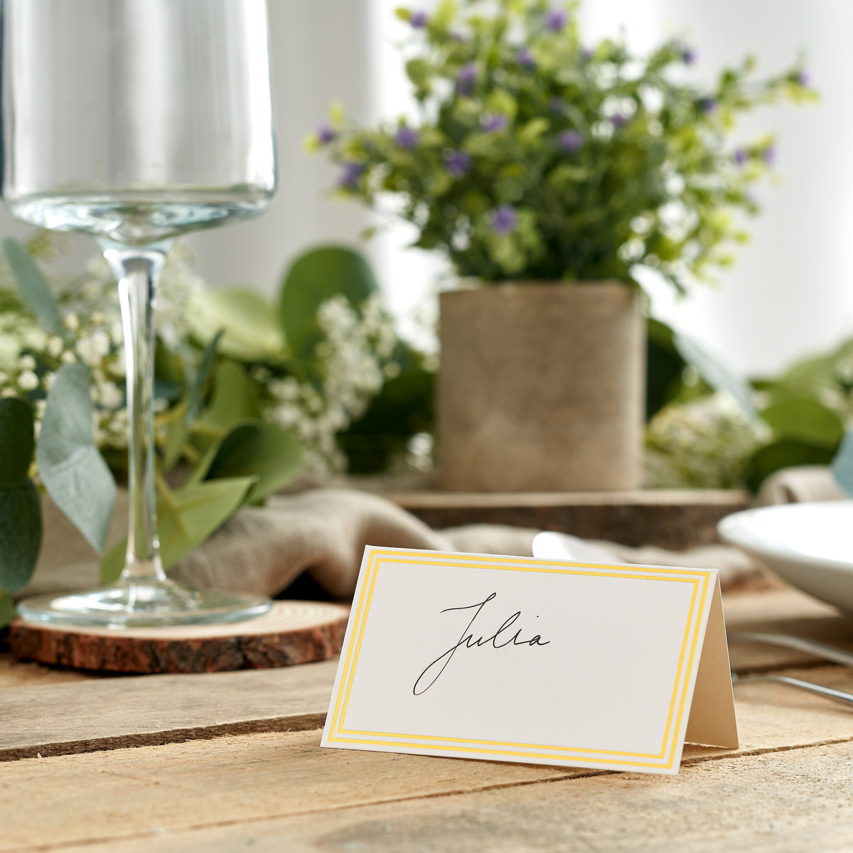Wedding Place Name Cards Including Gold Border