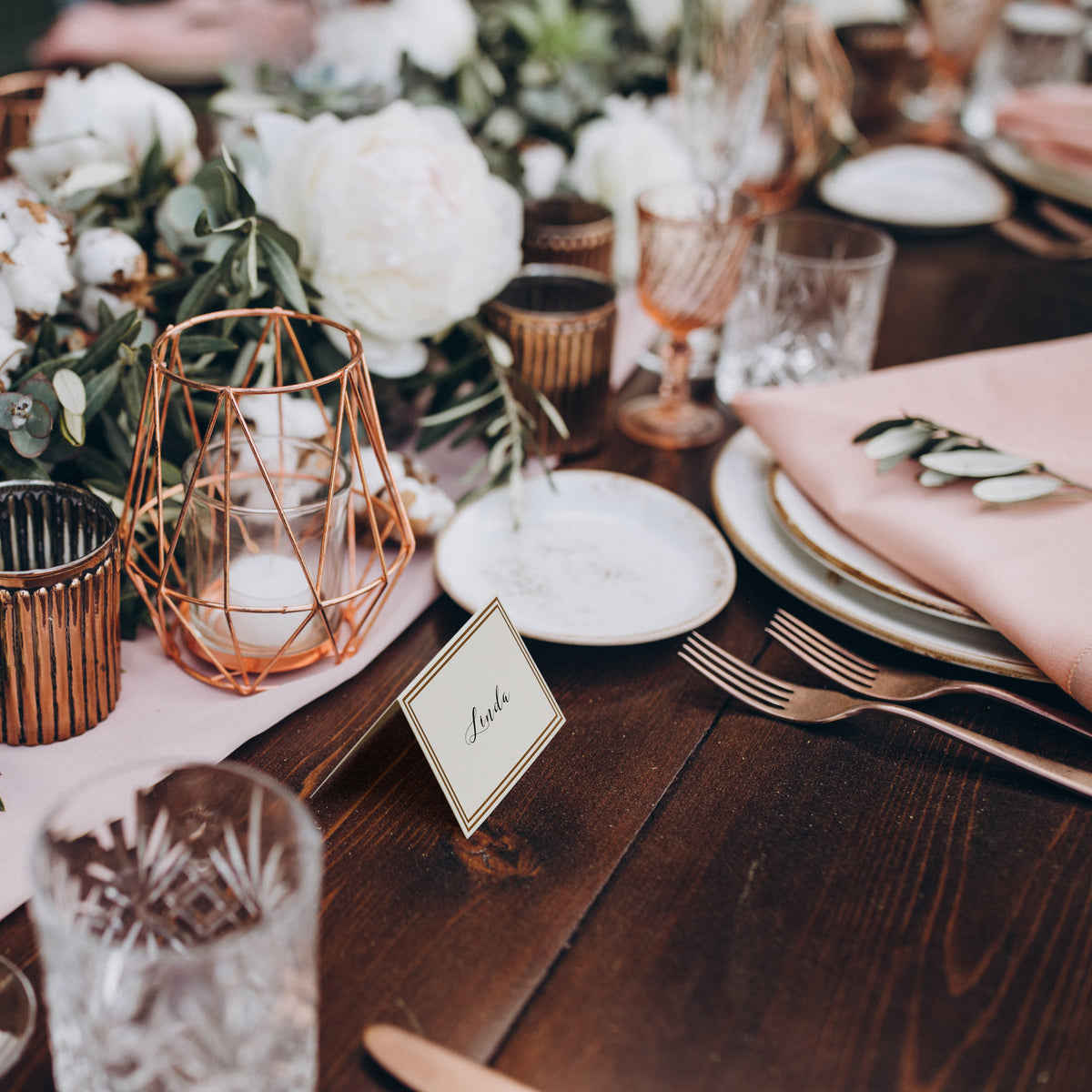 Wedding Place Name Cards Including Gold Border
