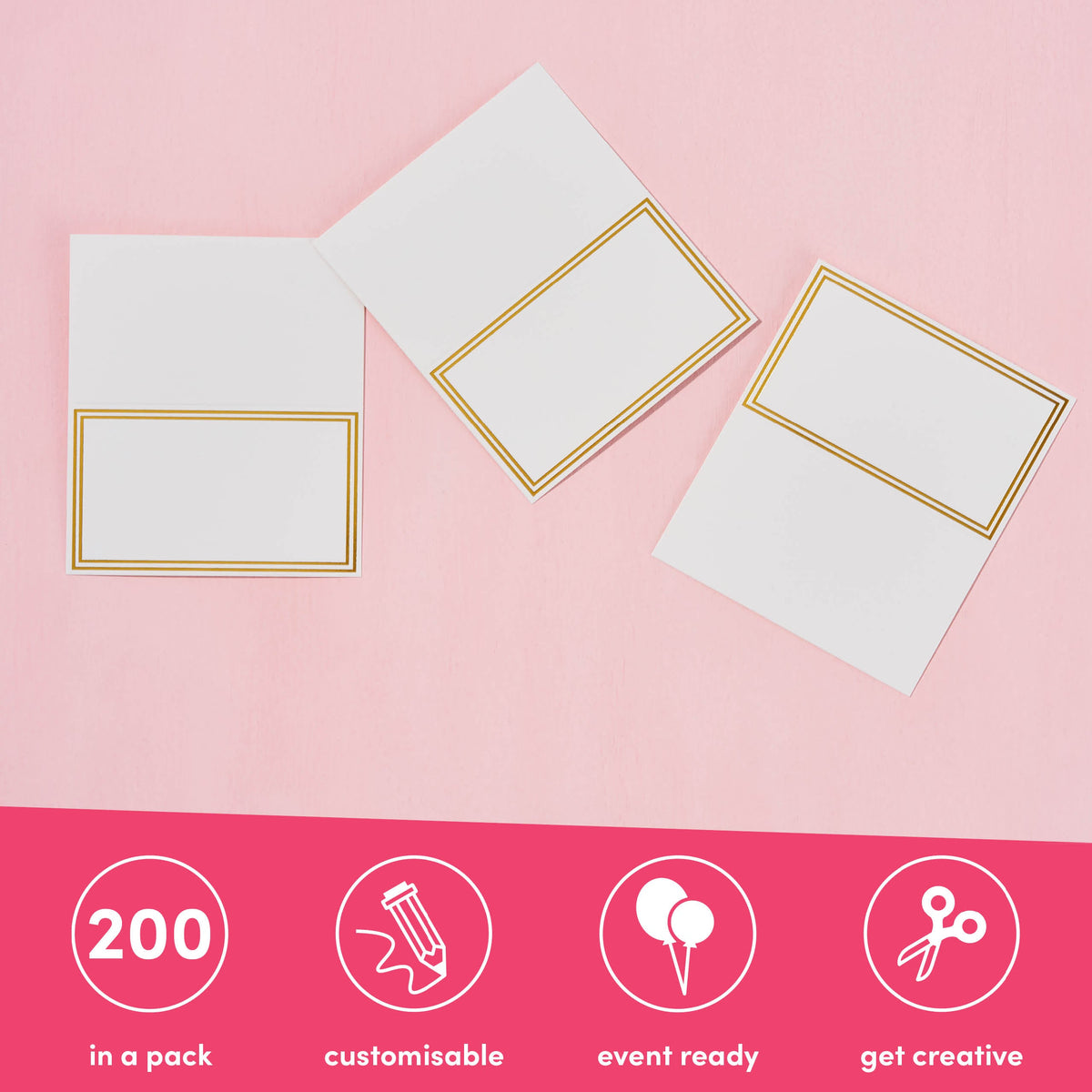 Wedding Place Name Cards Including Gold Border