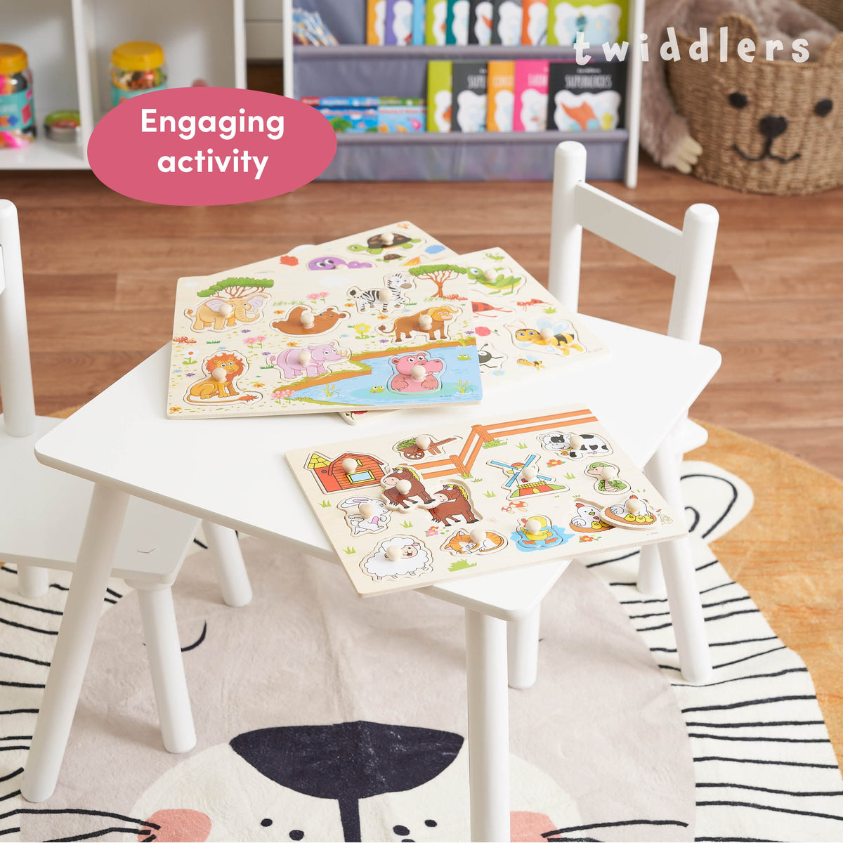 Wooden Jigsaw Peg Puzzles 30cm Set