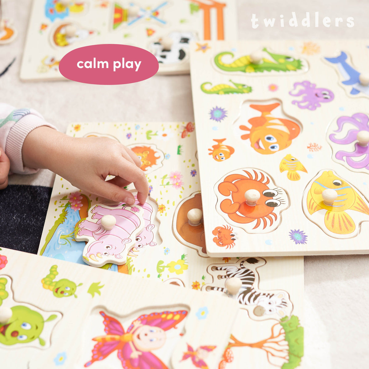 Wooden Jigsaw Peg Puzzles 30cm Set