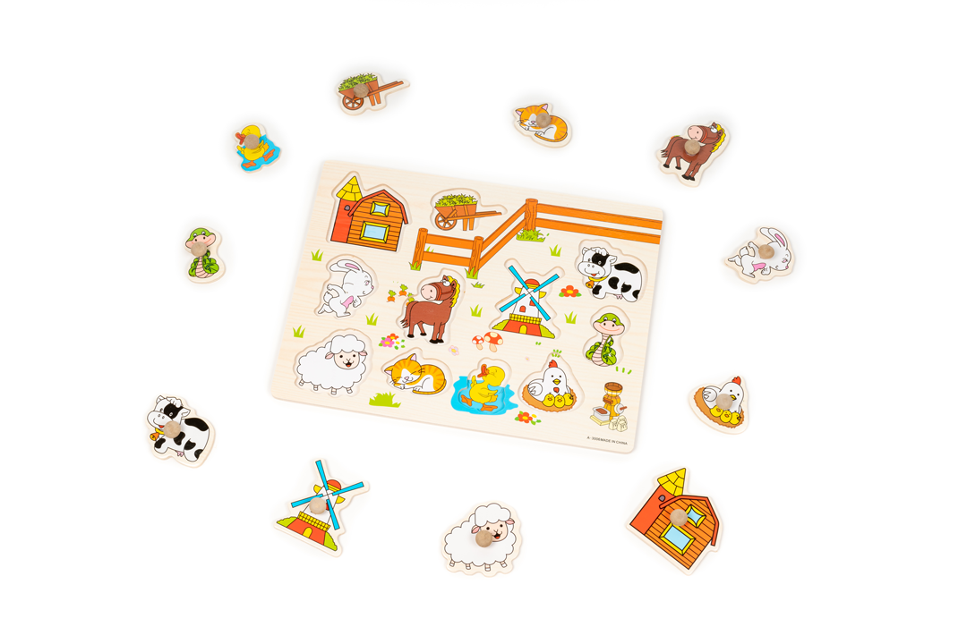 Early Learning Wooden Peg Wildlife Puzzles Set