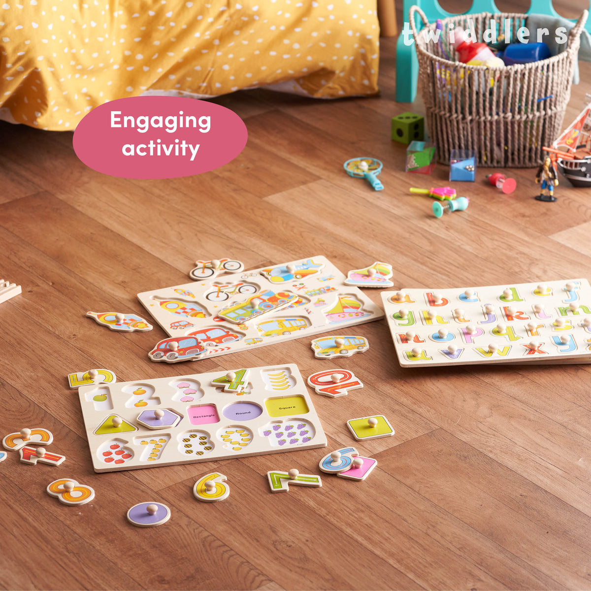 Early Learning Educational Wooden Peg Puzzles Set