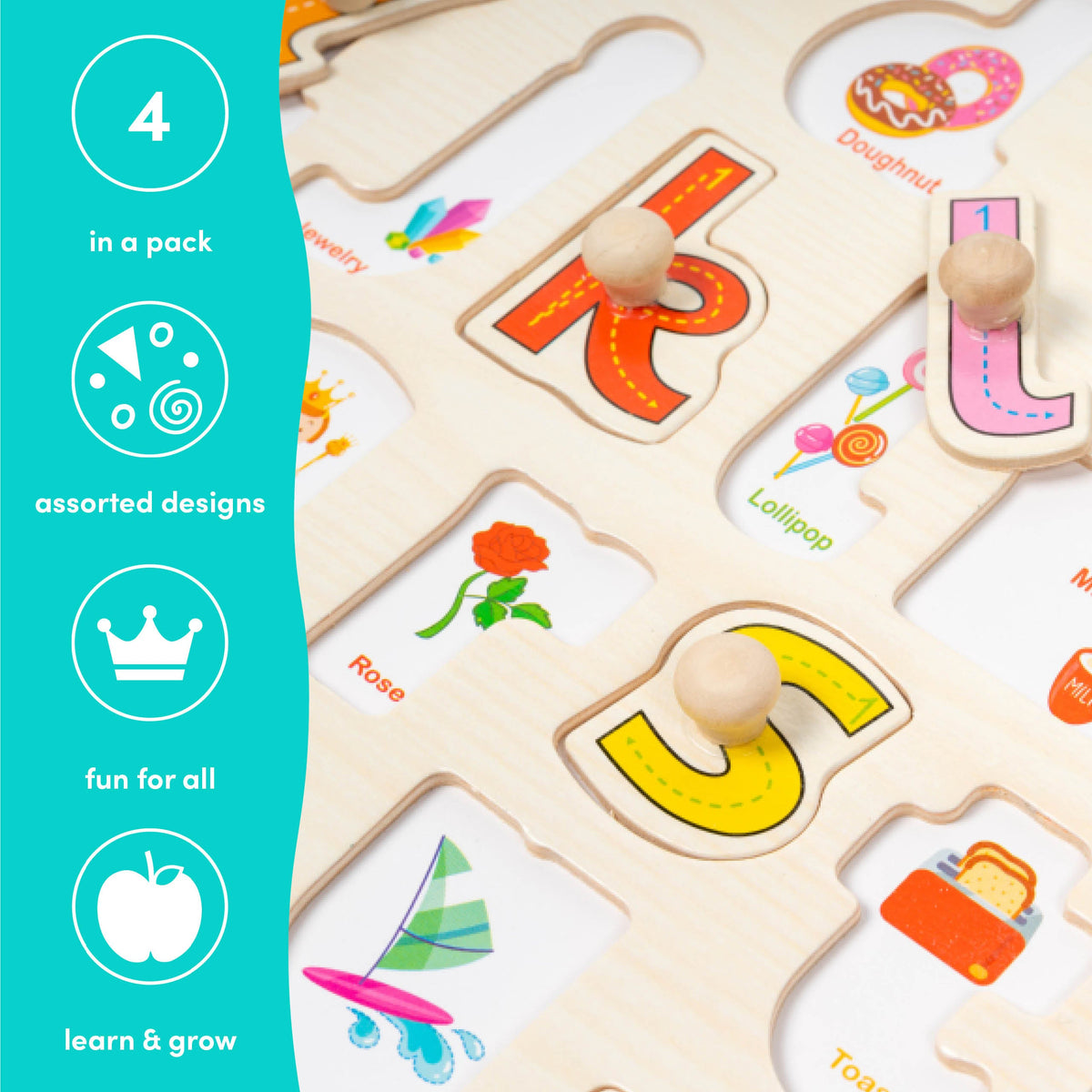 Early Learning Educational Wooden Peg Puzzles Set
