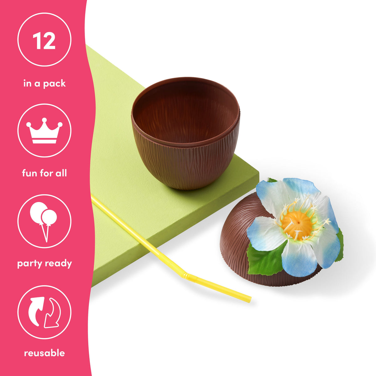 Coconut Cups with Straws (340 ml) – Reusable