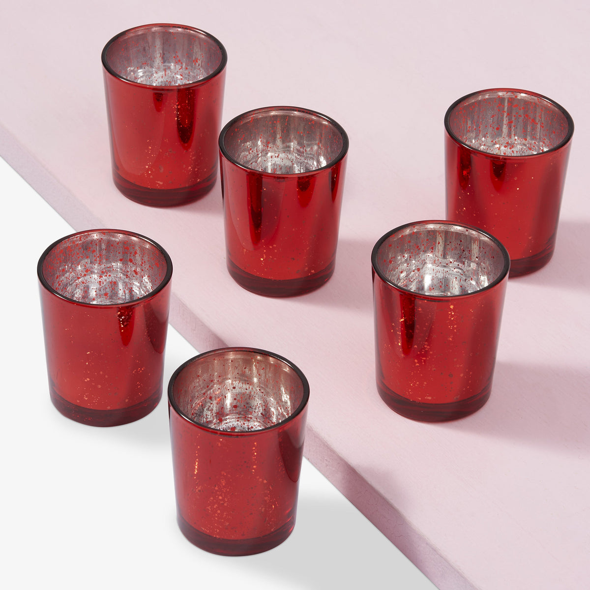 Speckled Red Glass Tea Light Holders Collection