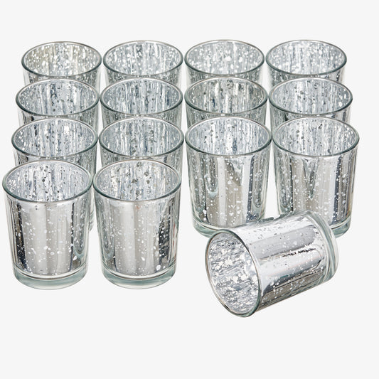 Speckled Silver Glass Tea Light Holders Collection