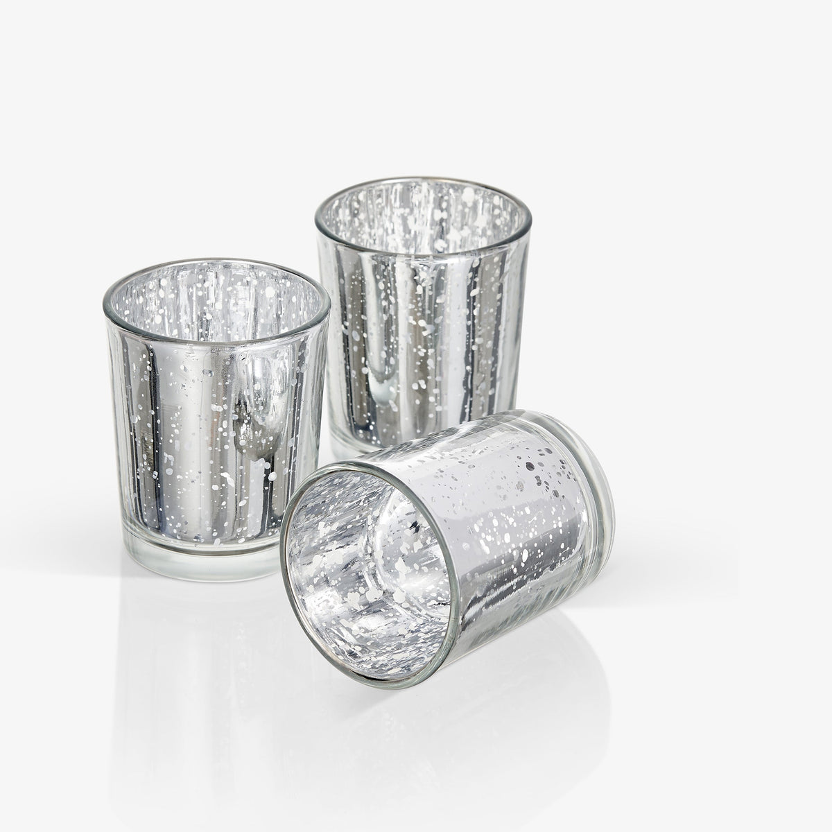 Speckled Silver Glass Tea Light Holders Collection