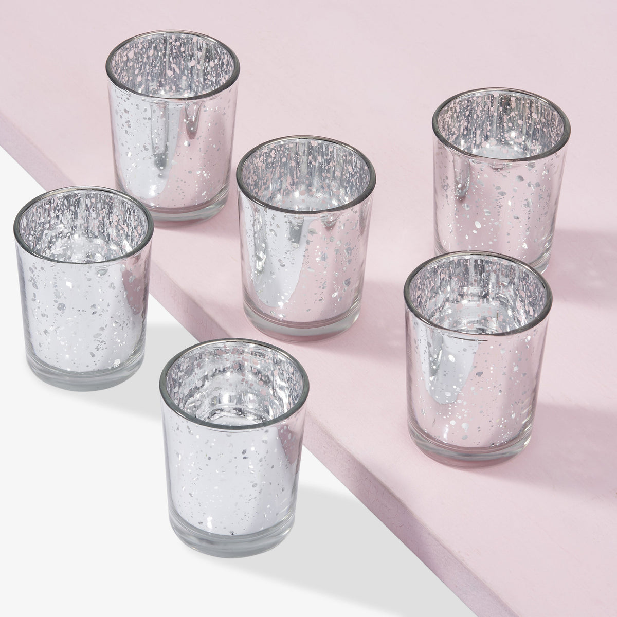 Speckled Silver Glass Tea Light Holders Collection