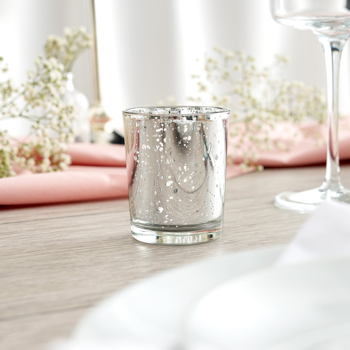Speckled Silver Glass Tea Light Holders Collection