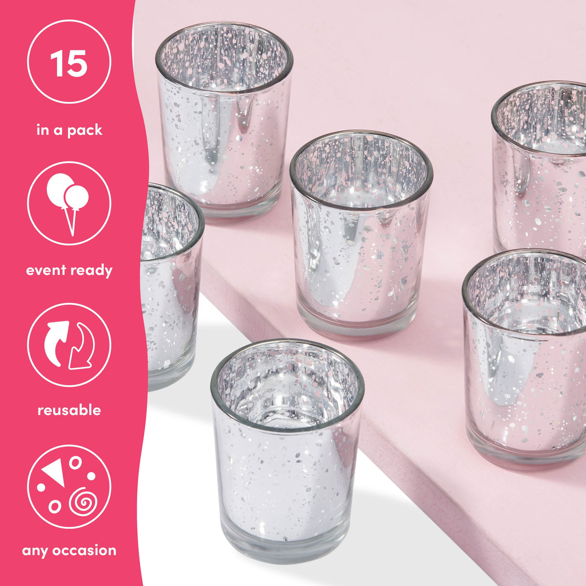 Speckled Silver Glass Tea Light Holders Collection