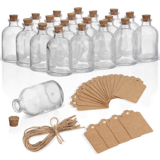 Rounded Mini Glass Jars Including Cork Lids