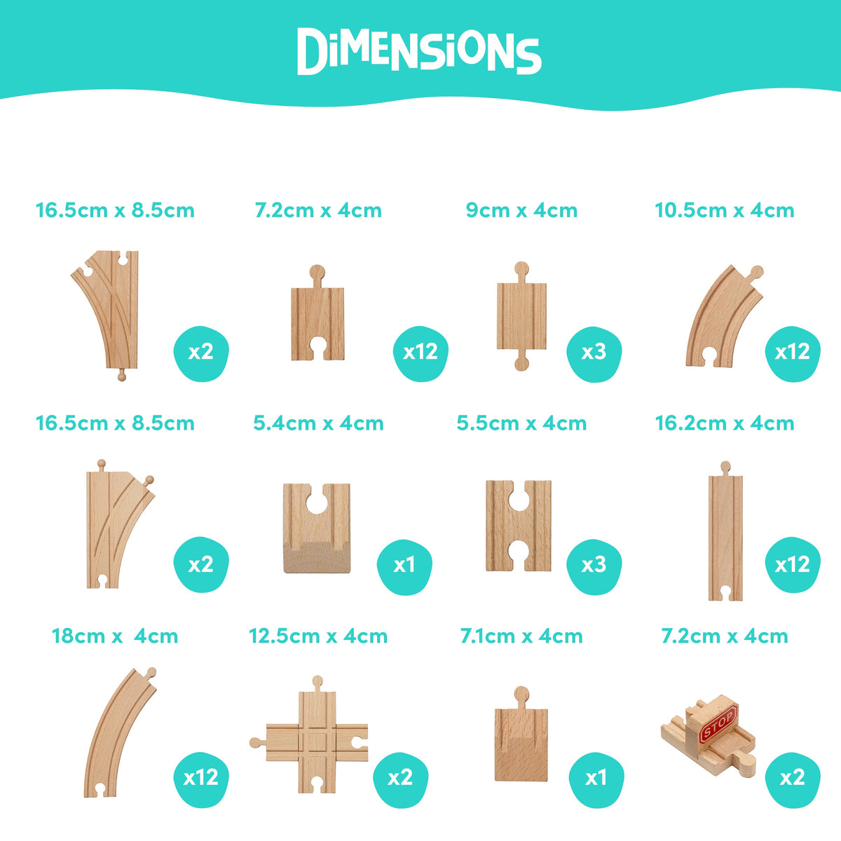 Wooden Train Track Expansion Pack Set