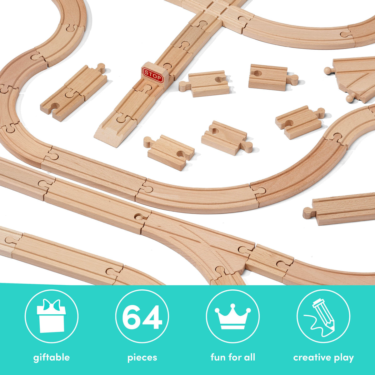 Wooden Train Track Expansion Pack Set