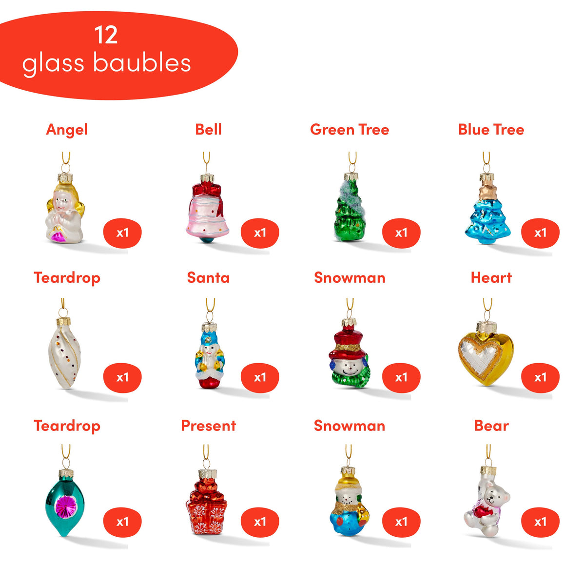 Glass Christmas Bauble Decorations – Mini