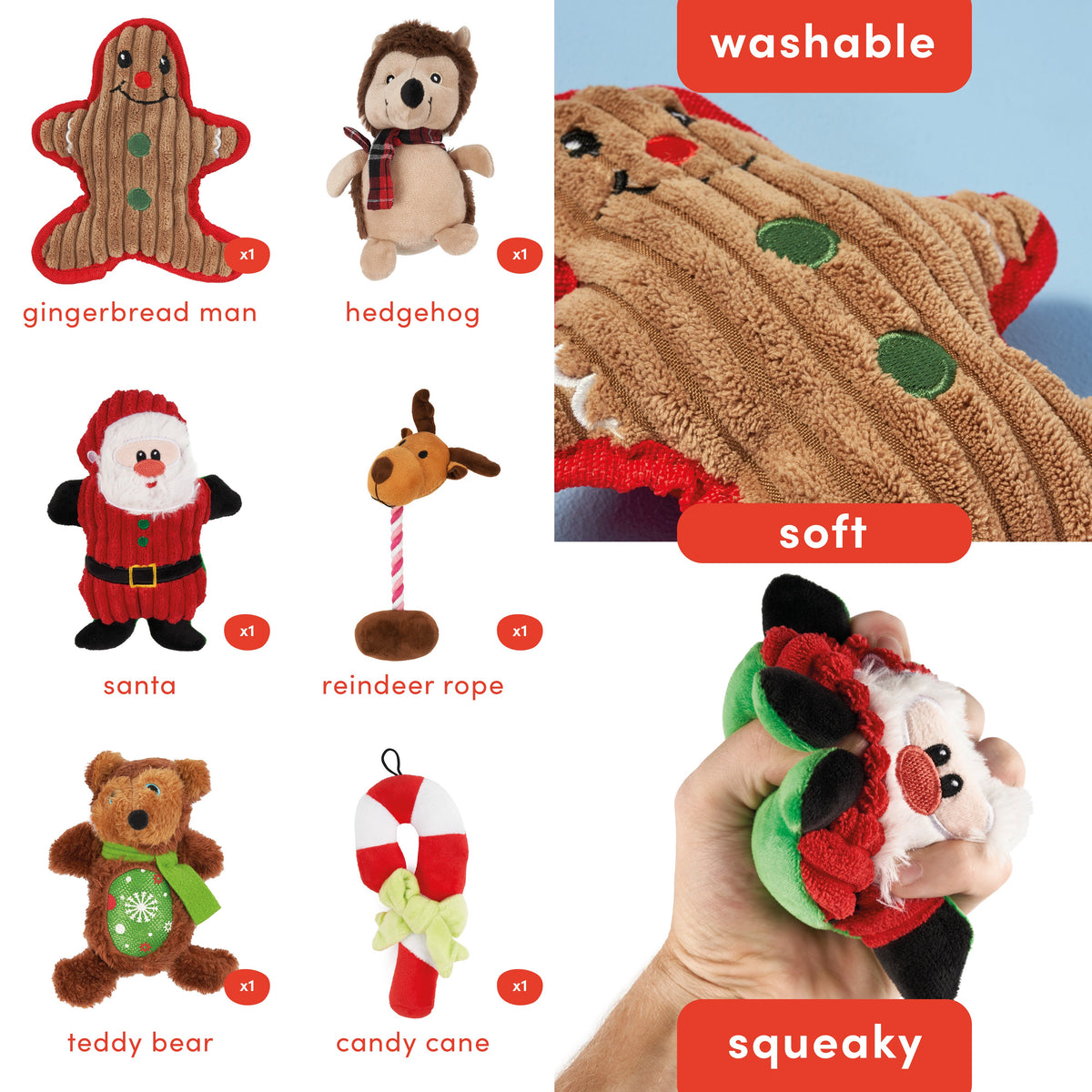 Festive Christmas Dog Toys Set