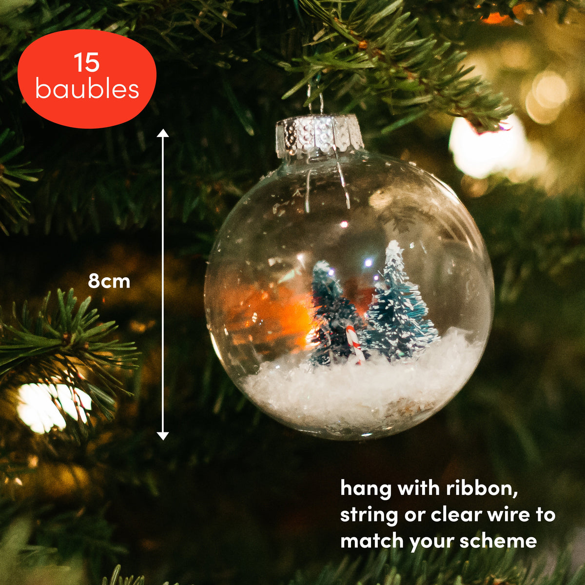 Fillable Christmas Baubles (6cm) – Clear