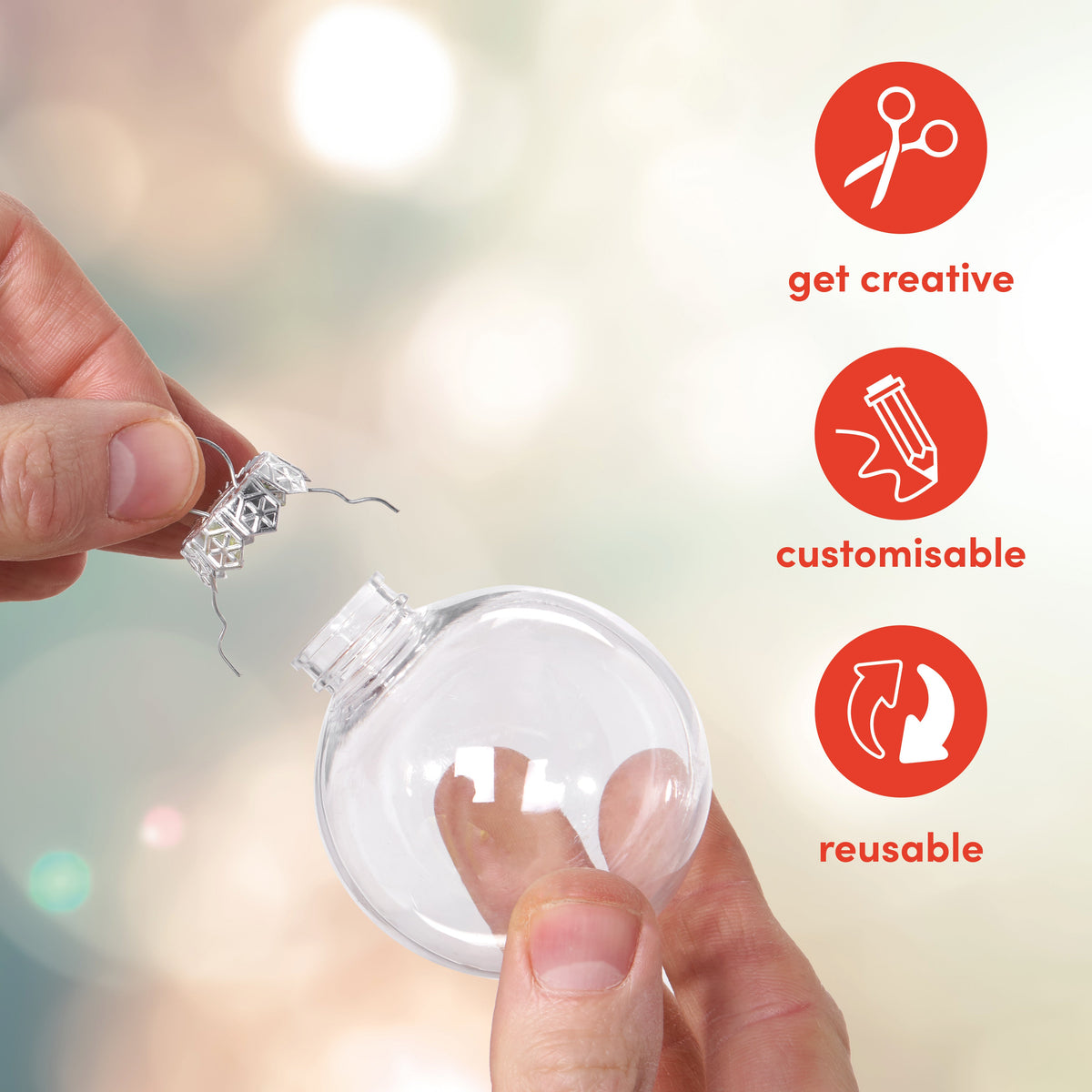 Fillable Christmas Baubles (6cm) – Clear