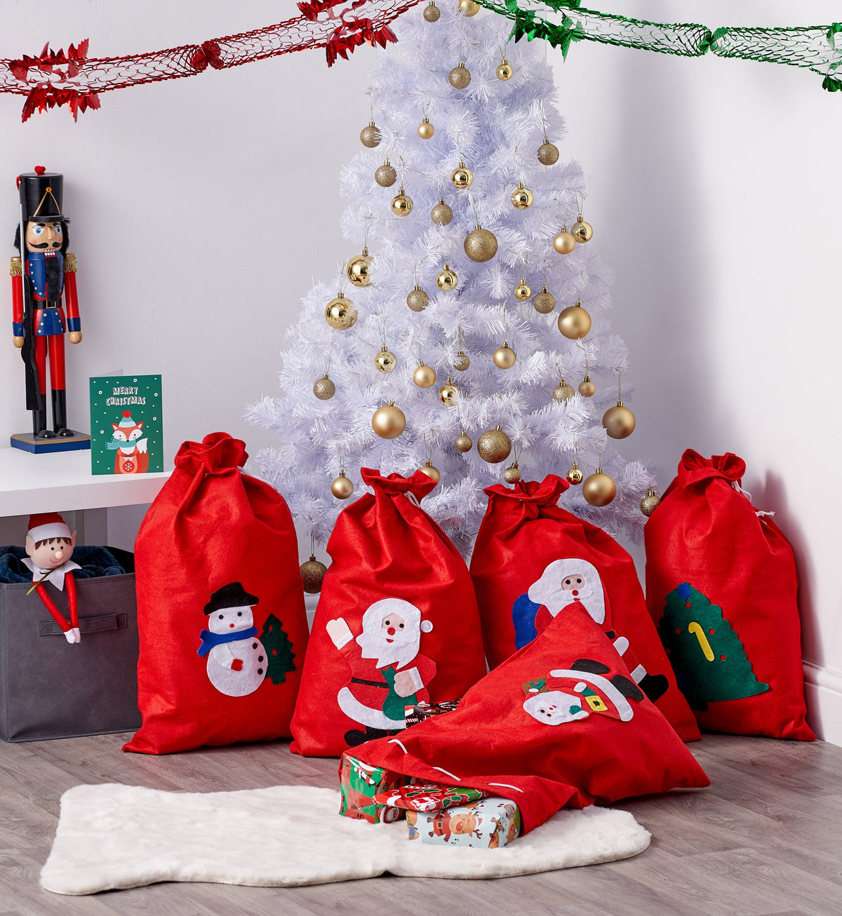 Christmas Drawstring Santa Gift Sacks – Large