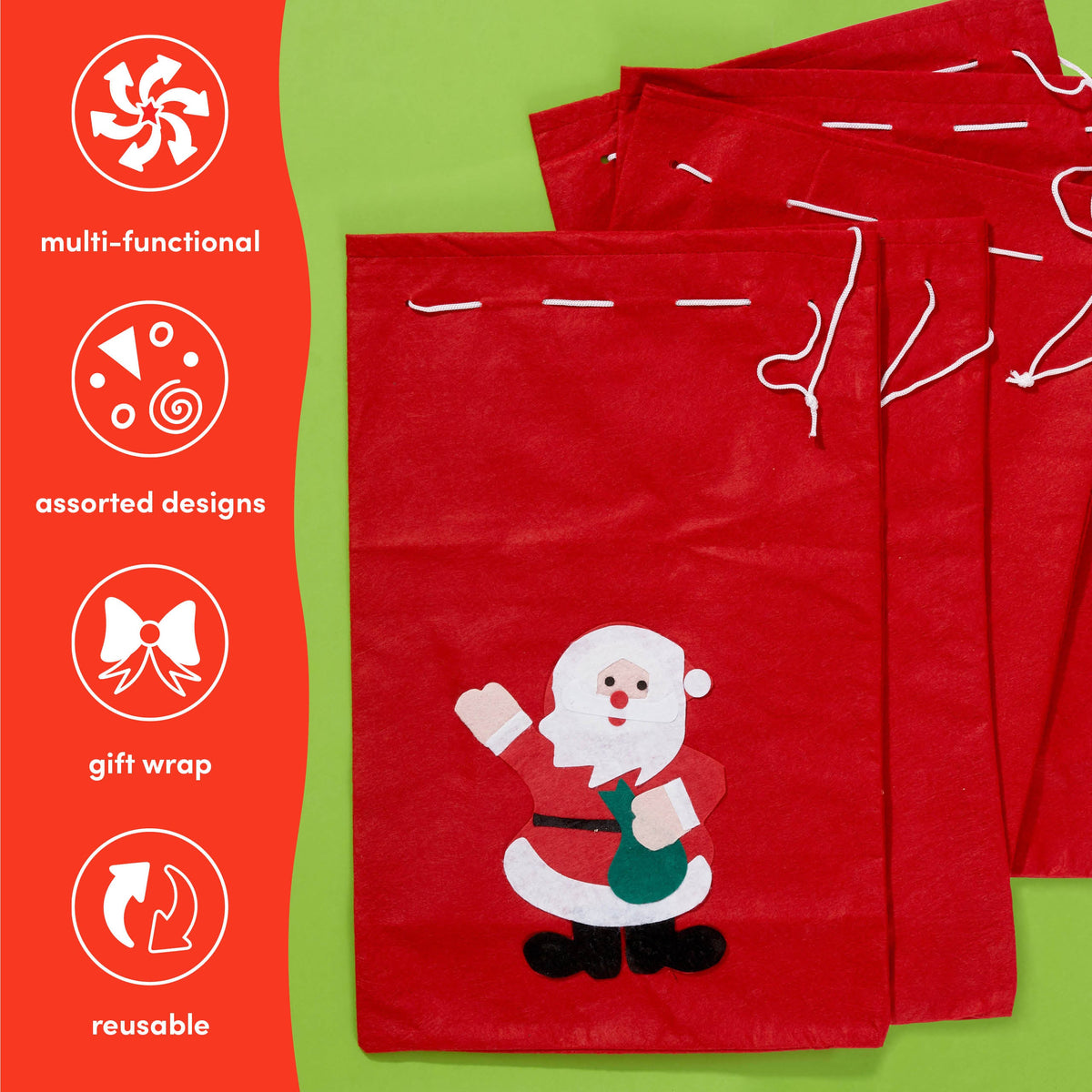 Christmas Drawstring Santa Gift Sacks – Large