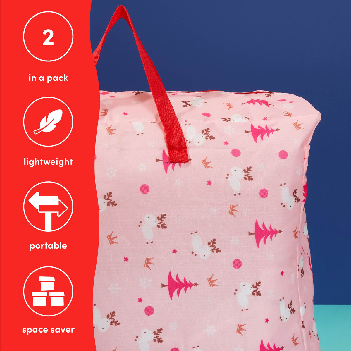 Pink Christmas Storage Bags Set