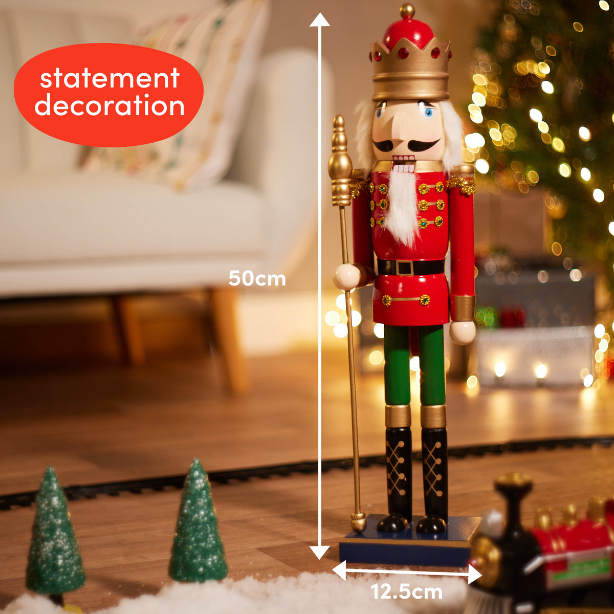 Traditional Wooden Christmas Nutcracker Decoration (50cm) – Large