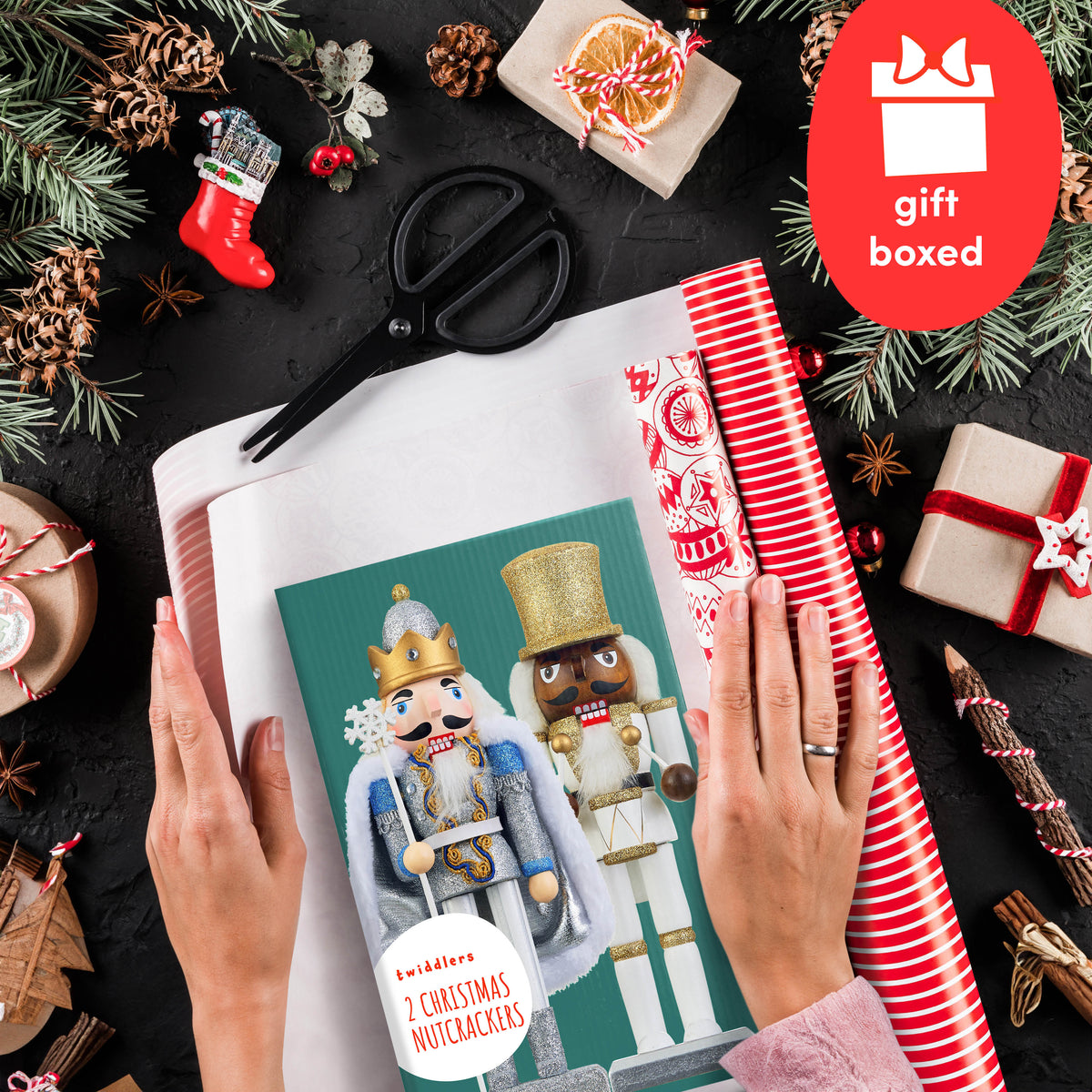 White & Gold Christmas Wooden Nutcracker Soldiers (25cm) Collection