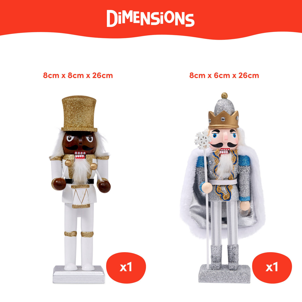 White & Gold Christmas Wooden Nutcracker Soldiers (25cm) Collection