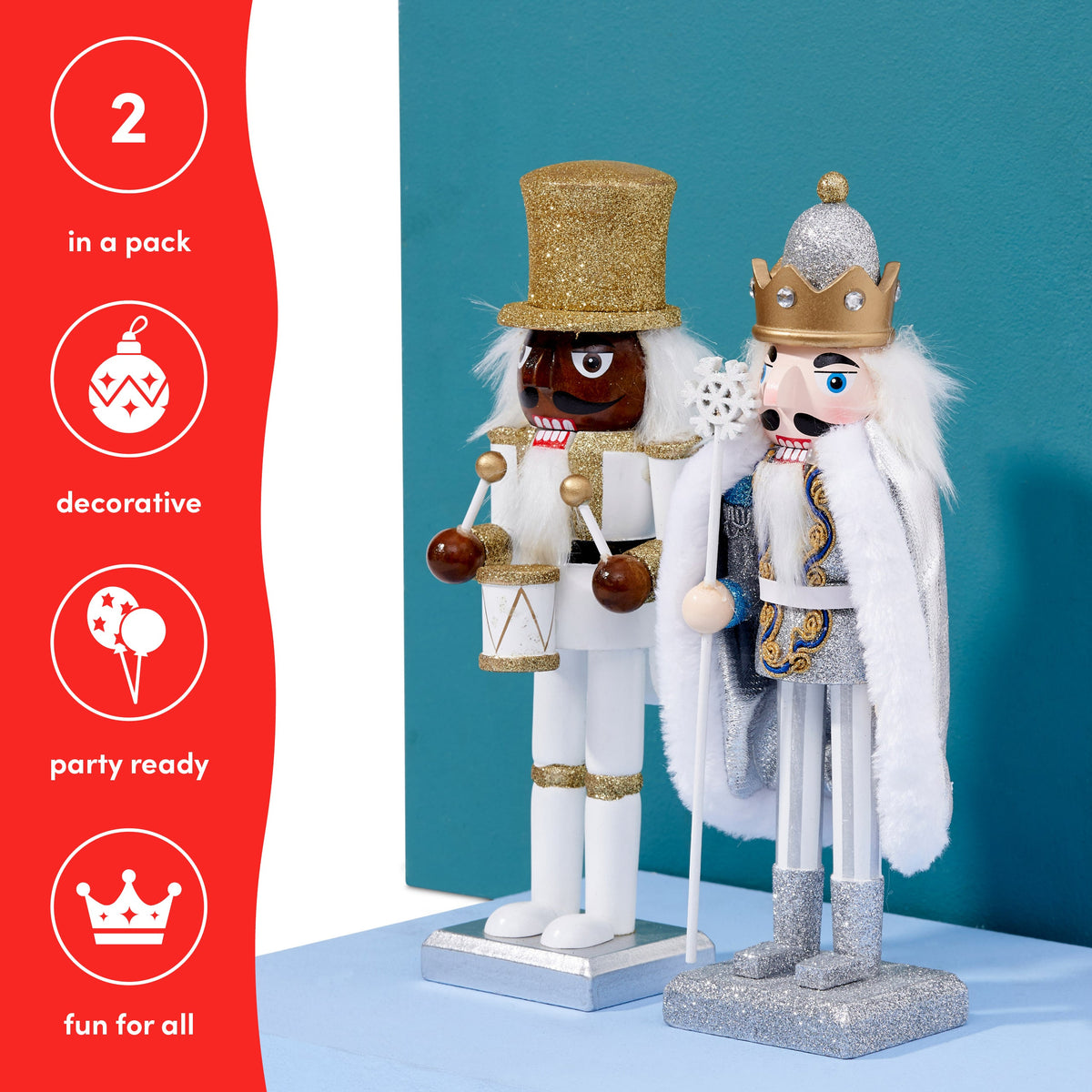 White & Gold Christmas Wooden Nutcracker Soldiers (25cm) Collection