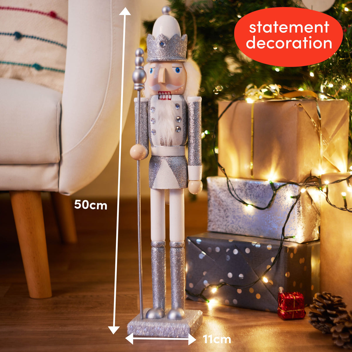 Traditional Wooden Christmas Nutcracker Decoration (50cm) – Large