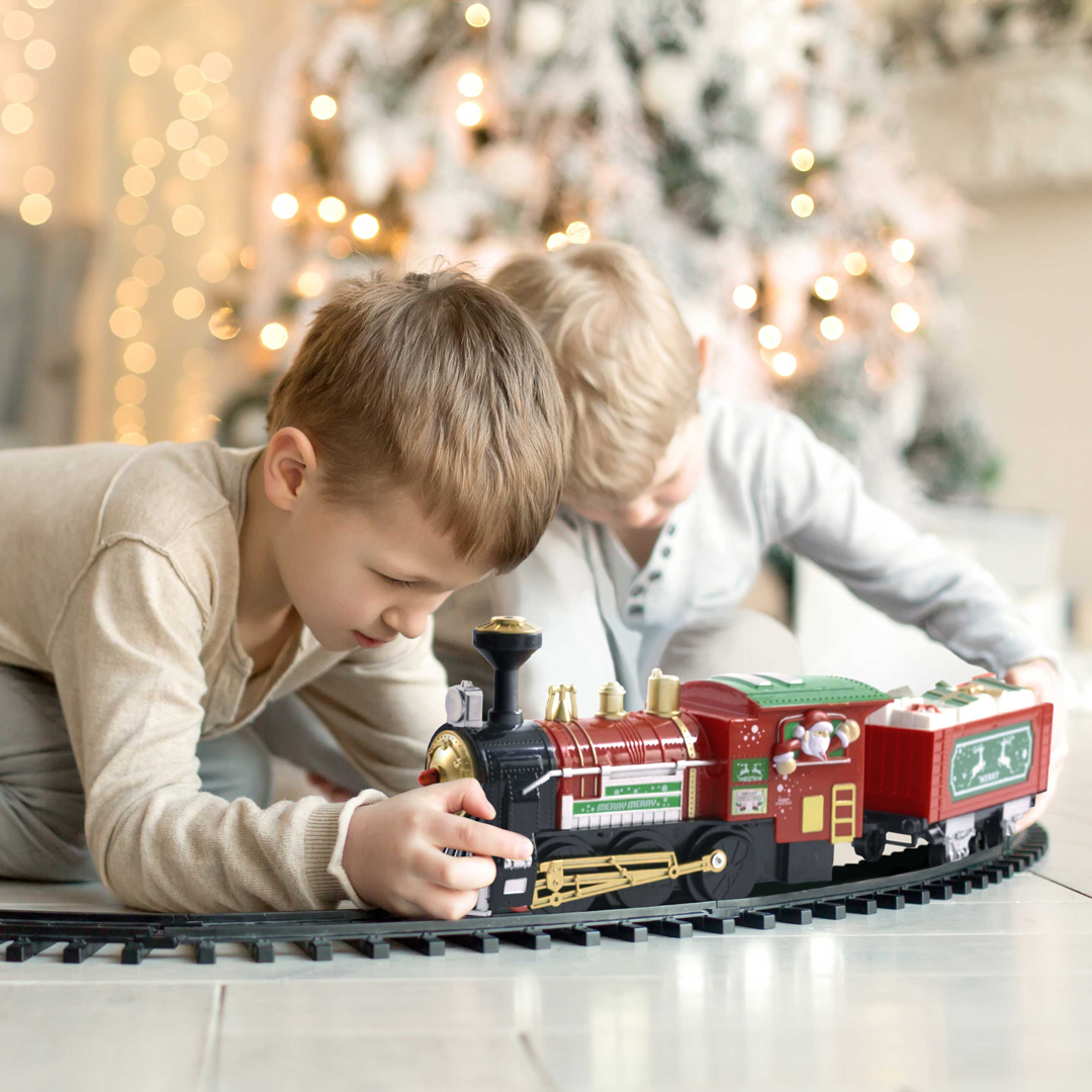 Festive Christmas Toy Train Set Collection