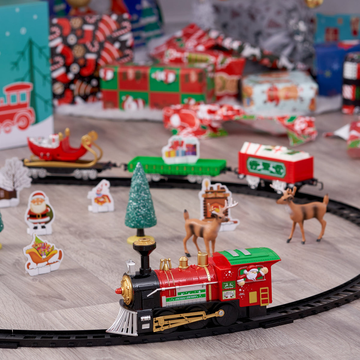 Festive Christmas Toy Train Set Collection