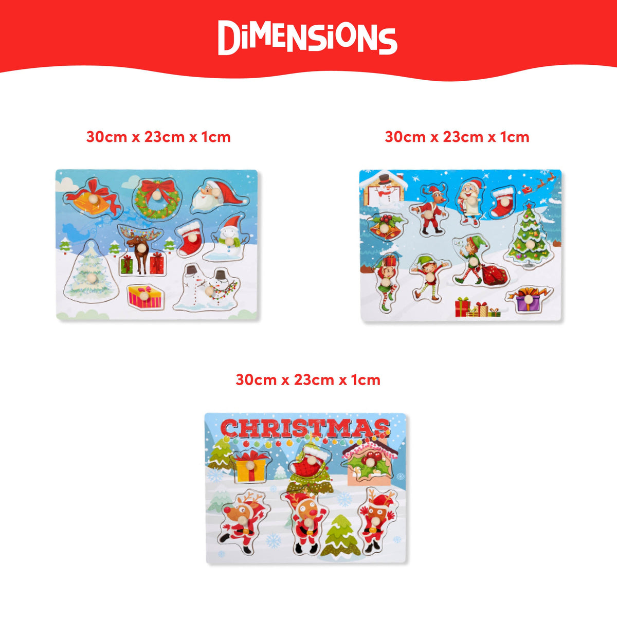 Christmas Wooden Peg Puzzles Set