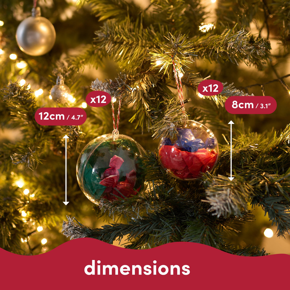 Mixed Clear Fillable Christmas Baubles (Medium & Large) Collection