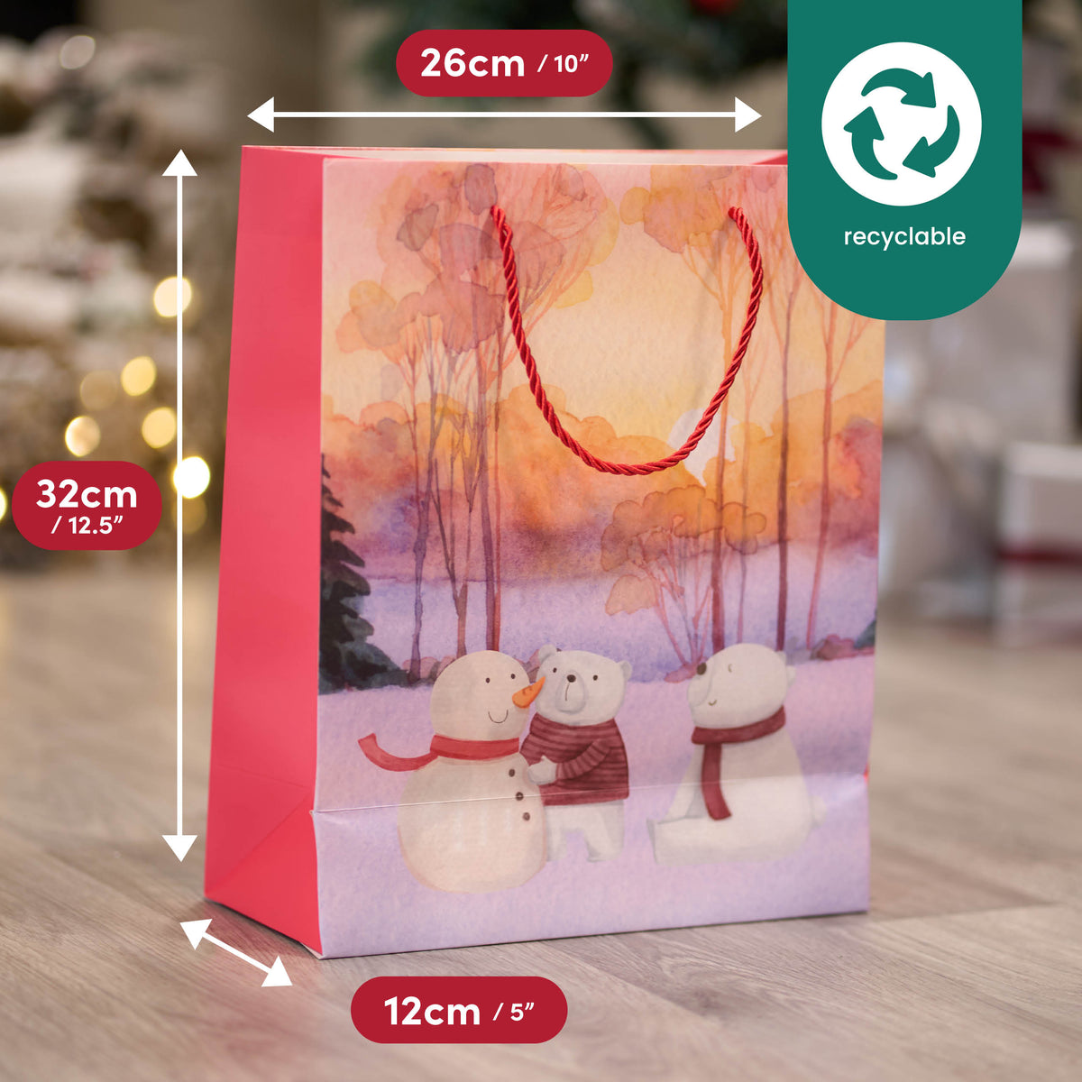 Festive Christmas Watercolour Gift Bags – Assorted