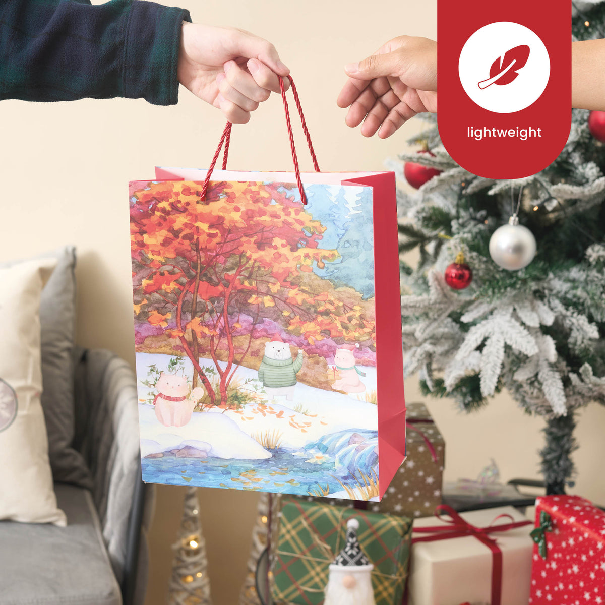 Festive Christmas Watercolour Gift Bags – Assorted