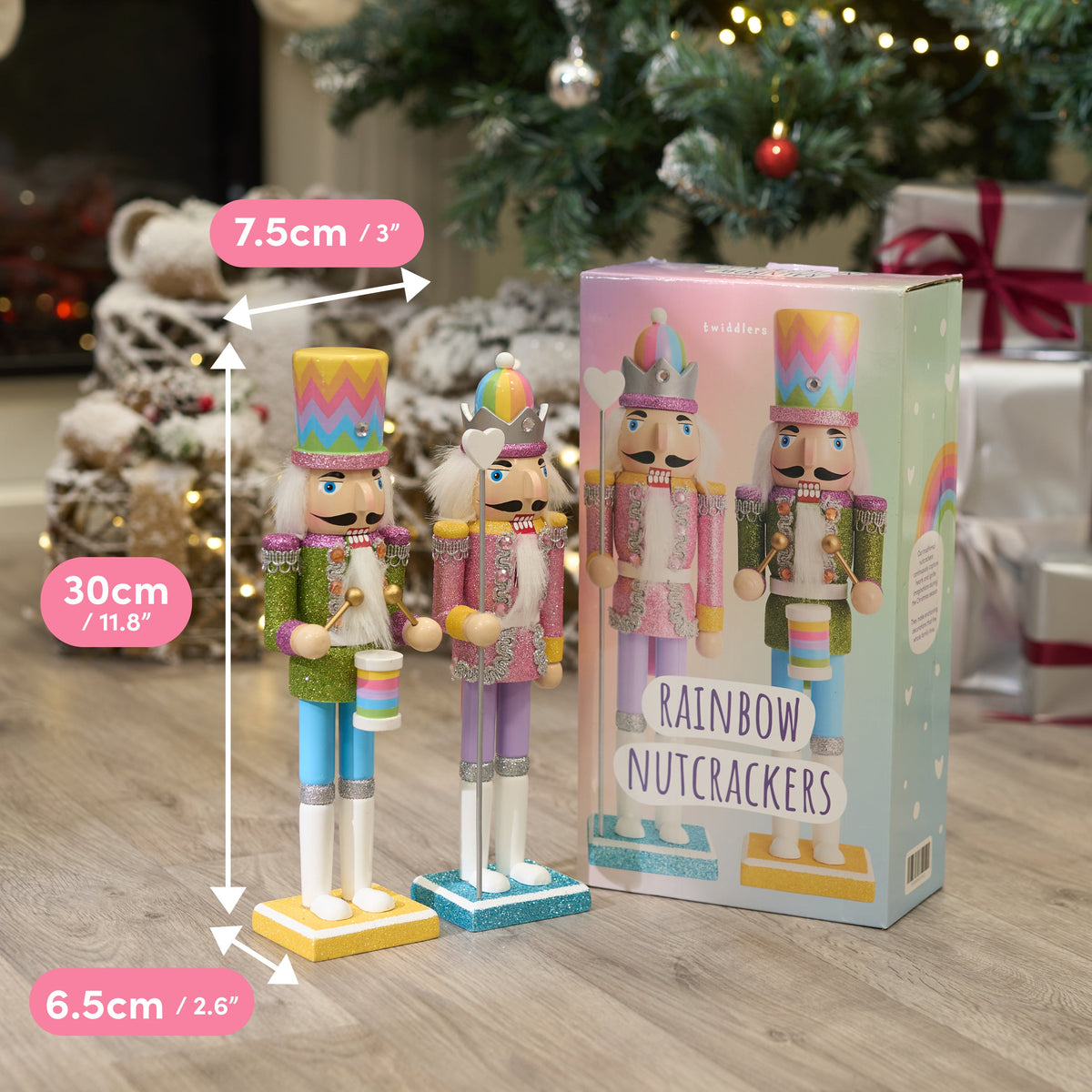 Rainbow Christmas Wooden Nutcracker Soldiers (30cm) Collection
